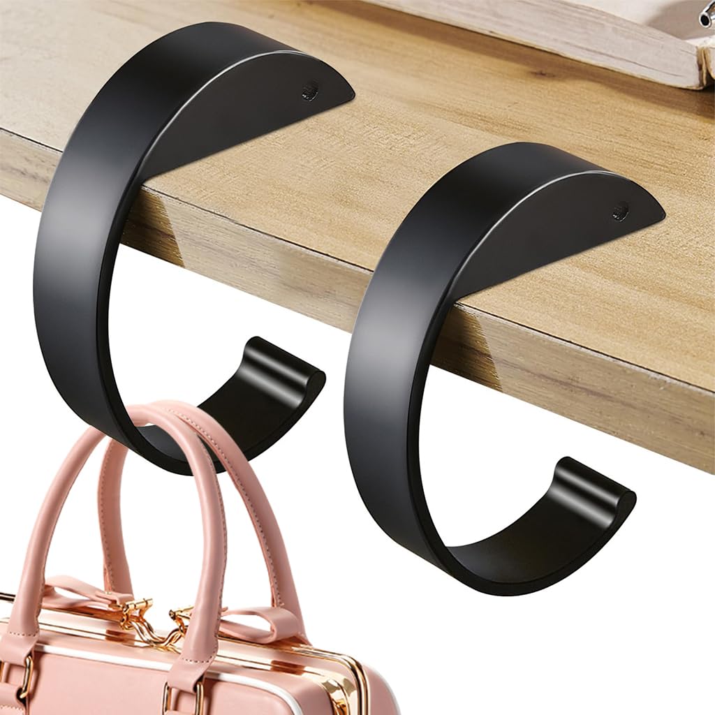 HASTHIP® 2Pcs Desk Hanging Hooks Removable Movable Hanging Hooks Hangers for Desk Edge Metal Portable Desk Surface Hanging Hooks for Bag, Headphone, School Backpack HASTHIP® 2Pcs Desk Hanging Hooks Removable Movable Hanging Hooks Hangers for Desk Edge Metal Portable Desk Surface Hanging Hooks for Bag, Headphone, School Backpack